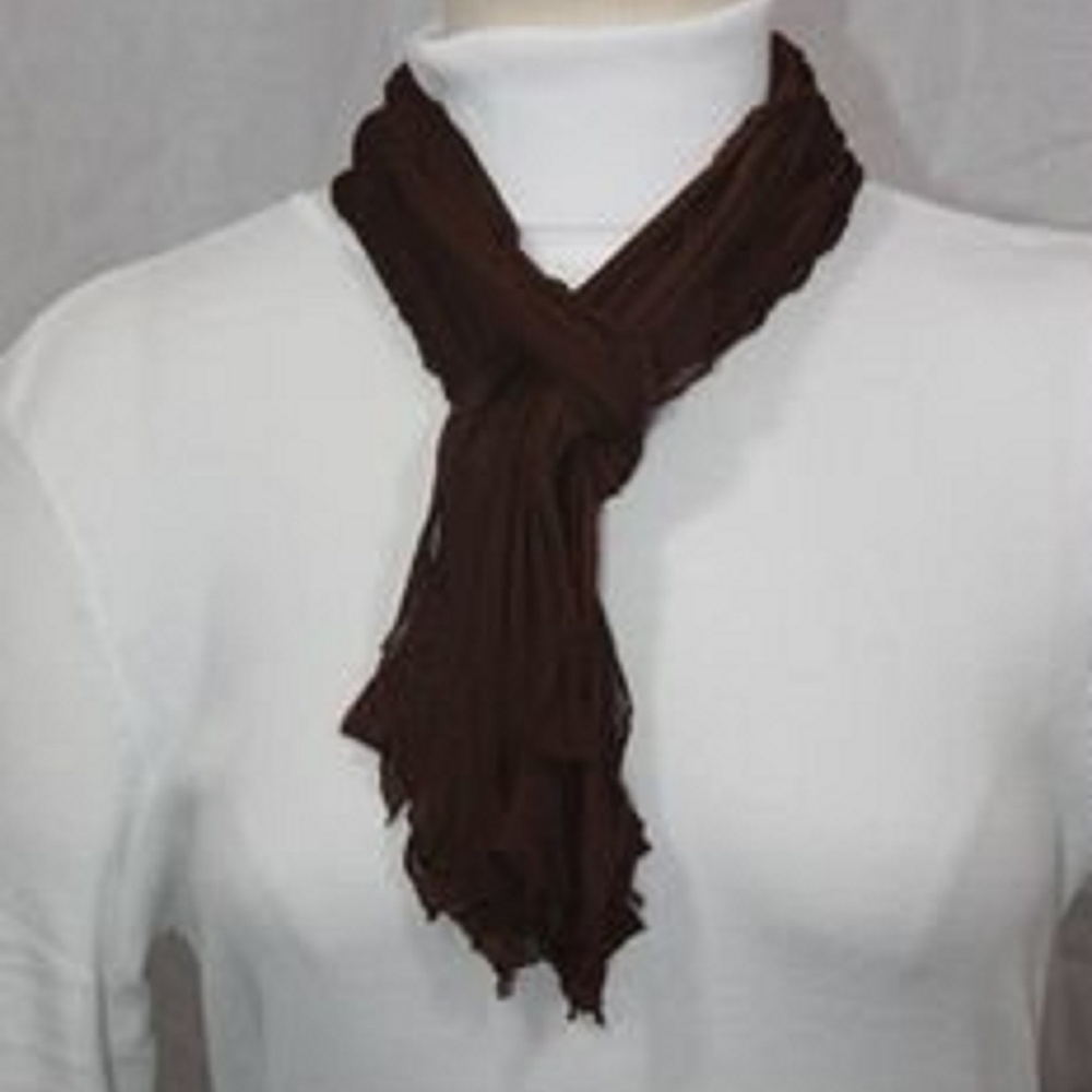 Brown Solid & Patterned Scarf Accessory - Picture 3 of 8